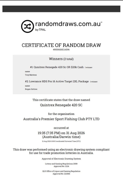 Draw certificate