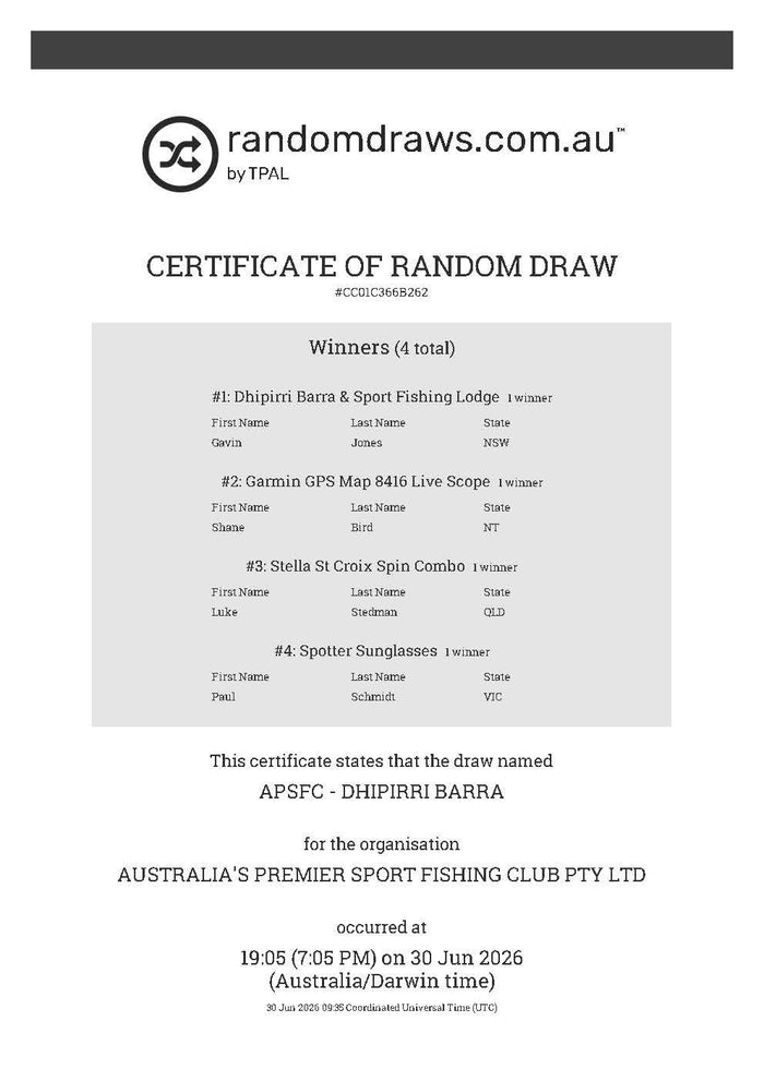 Draw certificate